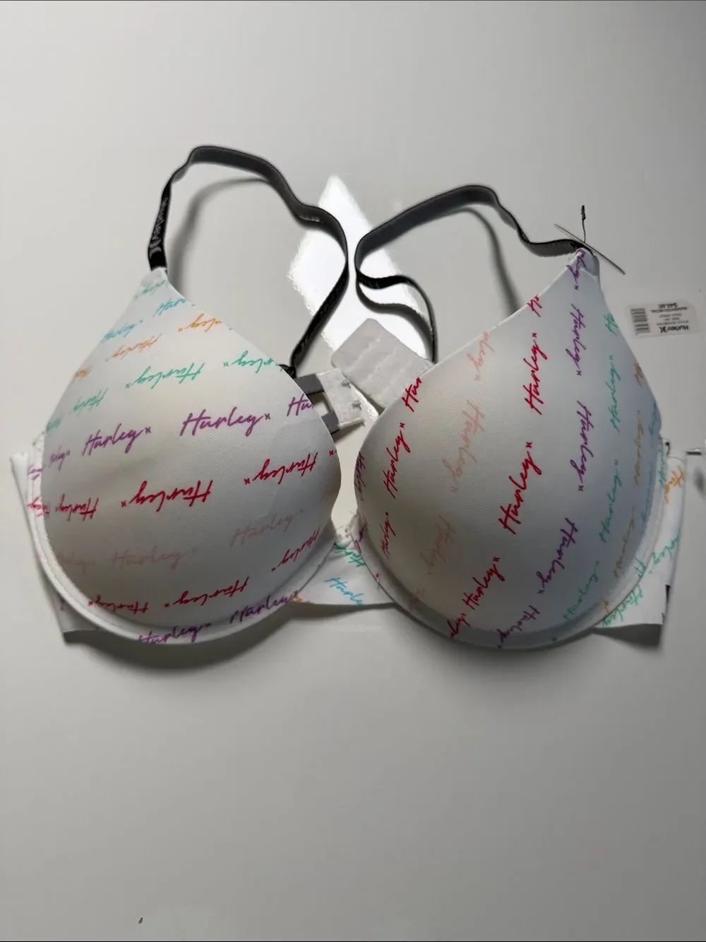 Hurley White Bra with Multicolor Script Logo